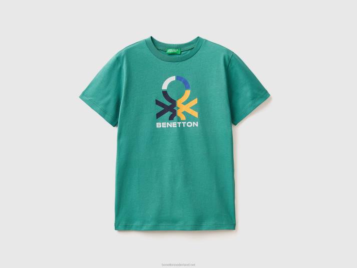 kinderen Benetton T-shirt van 100% biologisch katoen donkergroen 4R621750