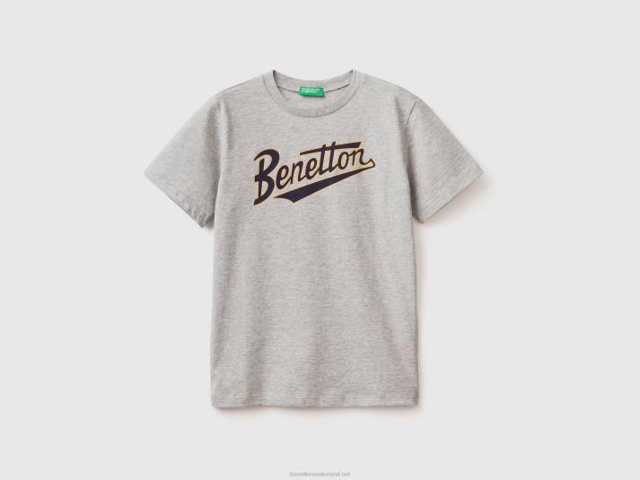 kinderen Benetton T-shirt van 100% biologisch katoen lichtgrijs 4R621673