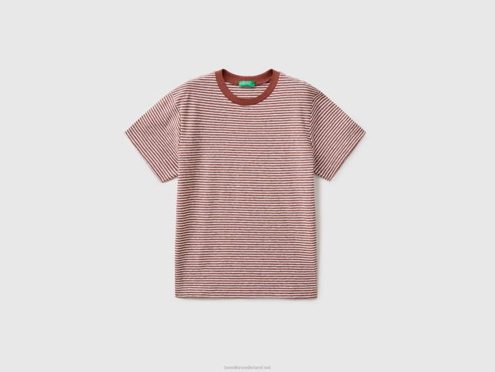 kinderen Benetton gestreept T-shirt van linnenmix rood 4R624801