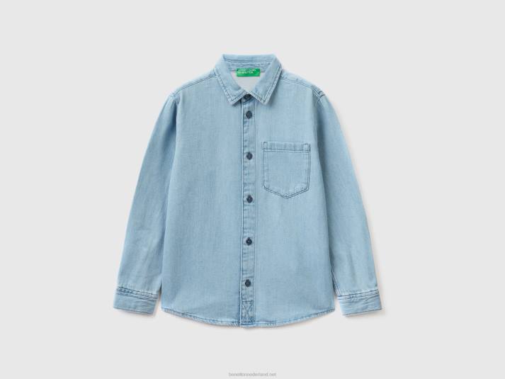 kinderen Benetton spijkerblouse met borstzakje blauw 4R621780