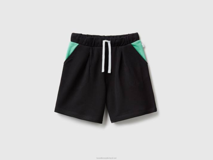 kinderen Benetton 100% katoenen sweatbermuda's zwart 4R622712