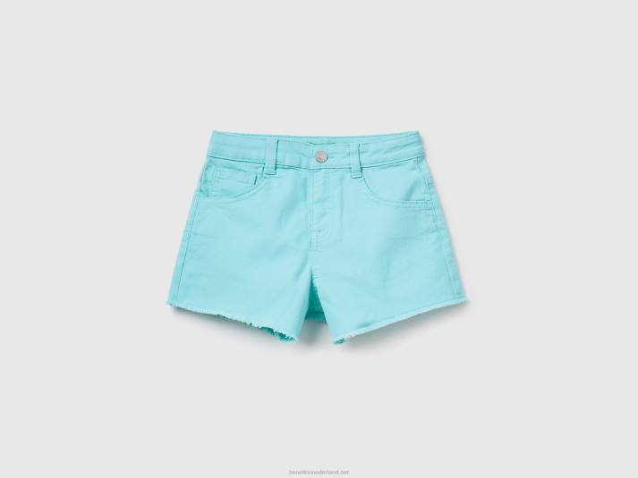 kinderen Benetton gerafelde short met hoge taille lichtblauw 4R622703