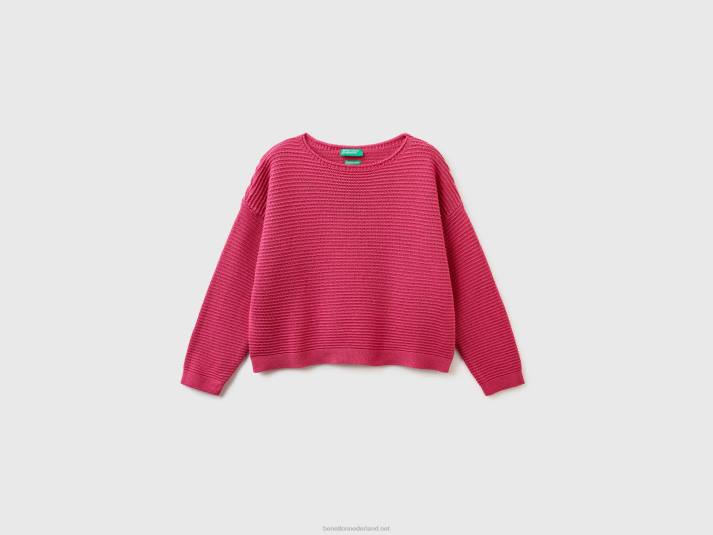 kinderen Benetton sweater van een mix van gerecycled katoen fuchsia 4R626078 - Klik op de afbeelding om het venster te sluiten