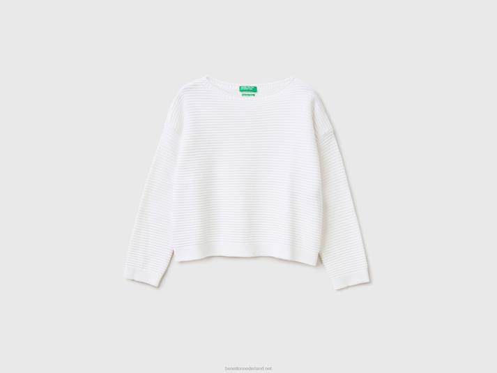 kinderen Benetton sweater van een mix van gerecycled katoen wit 4R623424