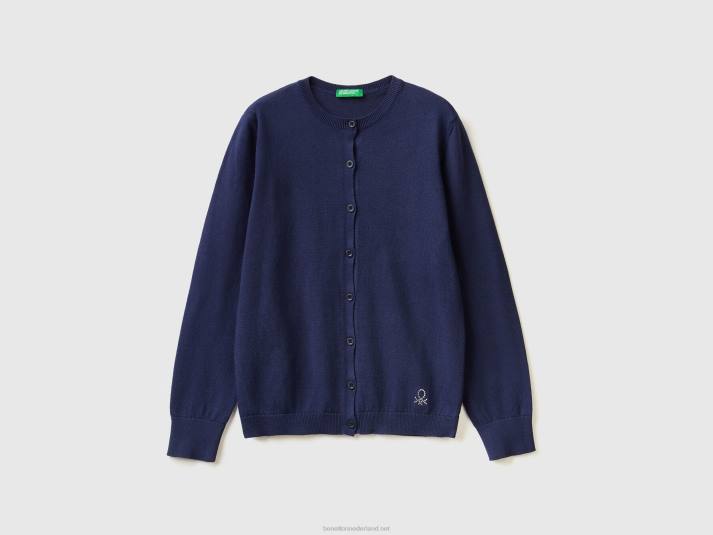 kinderen Benetton vest met ronde hals van een katoenmix donkerblauw 4R626092 - Klik op de afbeelding om het venster te sluiten