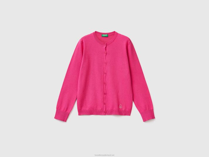 kinderen Benetton vest met ronde hals van een katoenmix fuchsia 4R626096 - Klik op de afbeelding om het venster te sluiten