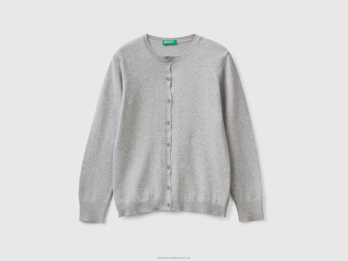 kinderen Benetton vest met ronde hals van een katoenmix lichtgrijs 4R626082