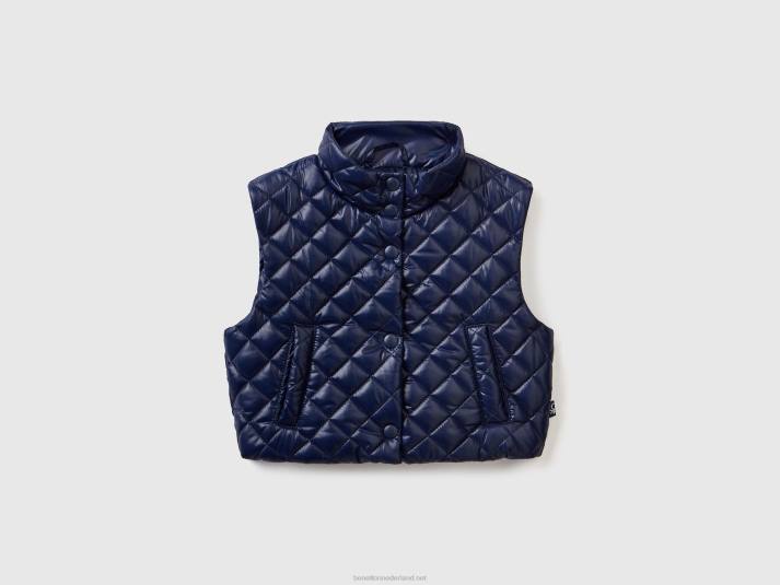 kinderen Benetton boxy fit gewatteerd vest donkerblauw 4R622427