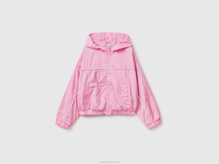 kinderen Benetton nylon jack met capuchon roze 4R625201