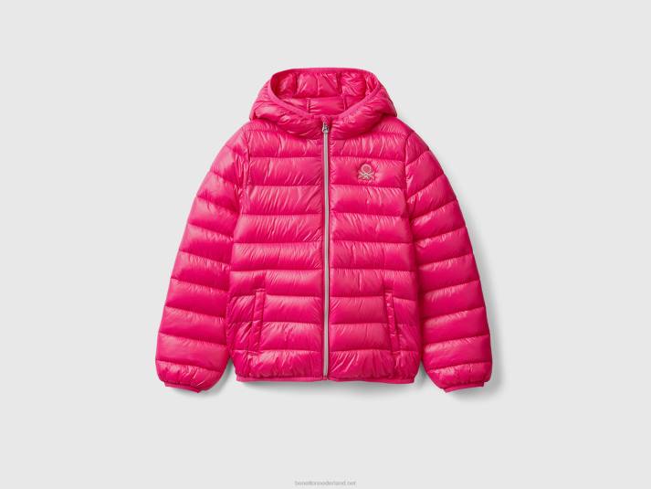 kinderen Benetton pufferjack met capuchon fuchsia 4R625204