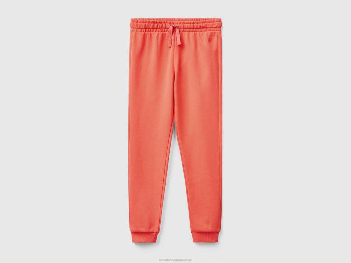 kinderen Benetton joggingbroek met logo oranje koraal 4R622644