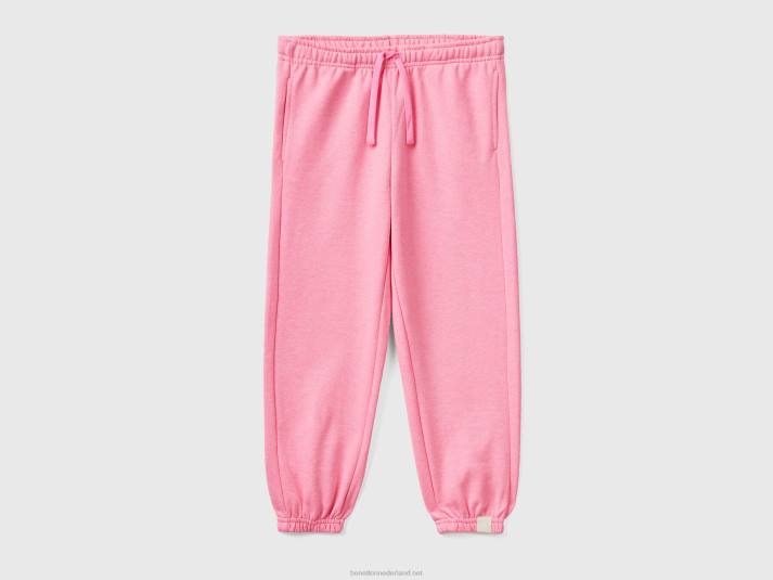 kinderen Benetton joggingbroek van gerecycled materiaal met trekkoord Neon roze 4R622693