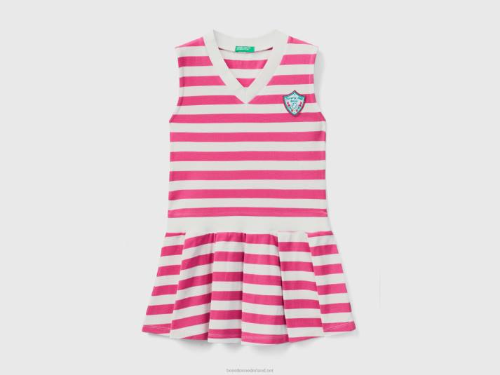 kinderen Benetton gestreepte mouwloze jurk fuchsia 4R622570