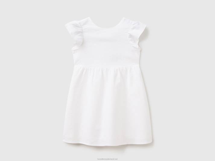 kinderen Benetton korte jurk van linnenmix wit 4R622564