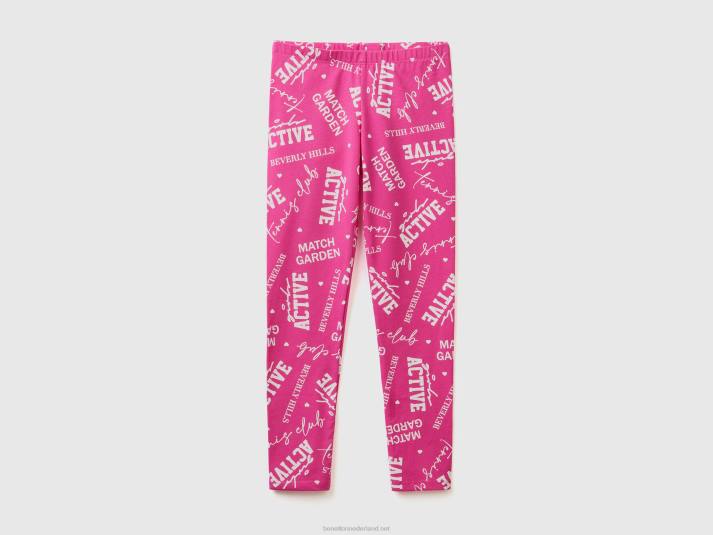 kinderen Benetton legging met patroonprint fuchsia 4R622600