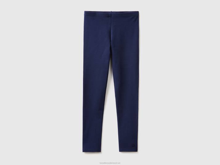 kinderen Benetton legging van stretchkatoen met logo donkerblauw 4R622601