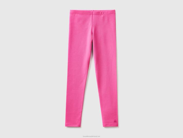 kinderen Benetton legging van stretchkatoen met logo fuchsia 4R622620