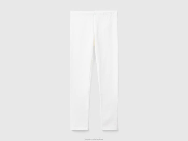 kinderen Benetton legging van stretchkatoen met logo wit 4R622602