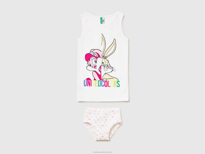 kinderen Benetton bugs bunny & lola tanktop en ondergoed wit 4R625516