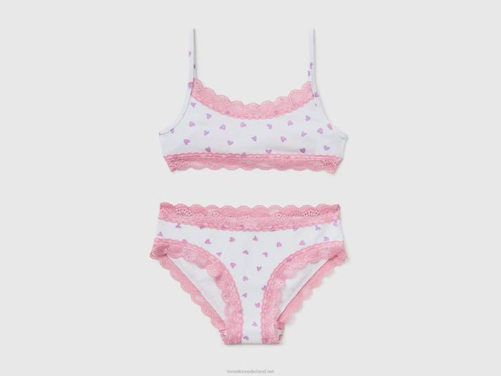 kinderen Benetton hart top en ondergoed set wit 4R625501