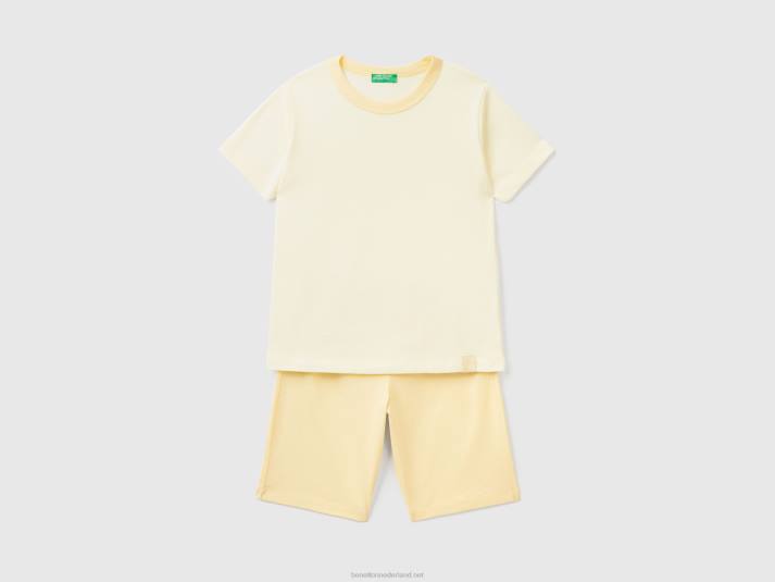 kinderen Benetton korte pyjama van lichtgewicht katoen vanille 4R622759