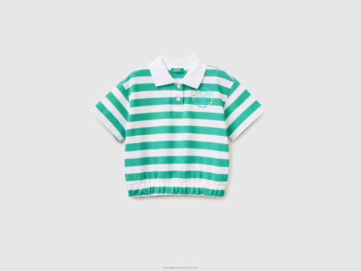 kinderen Benetton gestreept poloshirt met embleem groente 4R622504