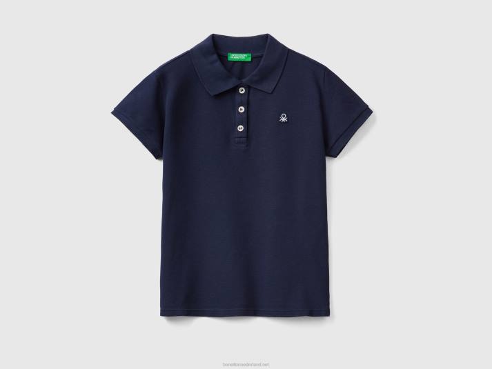 kinderen Benetton polo met korte mouwen van biologisch katoen donkerblauw 4R622443