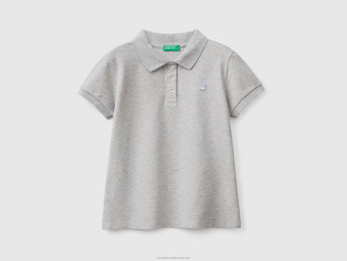 kinderen Benetton polo met korte mouwen van biologisch katoen lichtgrijs 4R625294