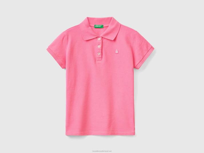 kinderen Benetton polo met korte mouwen van biologisch katoen roze 4R622488