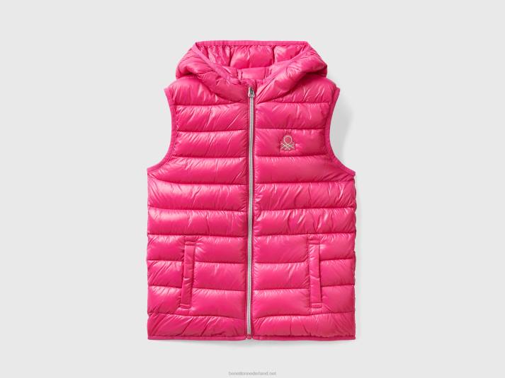 kinderen Benetton gewatteerde jas met capuchon fuchsia 4R622440