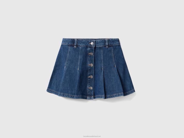 kinderen Benetton denim minirok met plooien blauw 4R622727