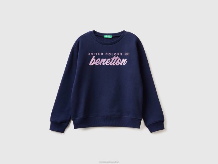 kinderen Benetton Sweatshirt van 100% katoen met logo donkerblauw 4R622535