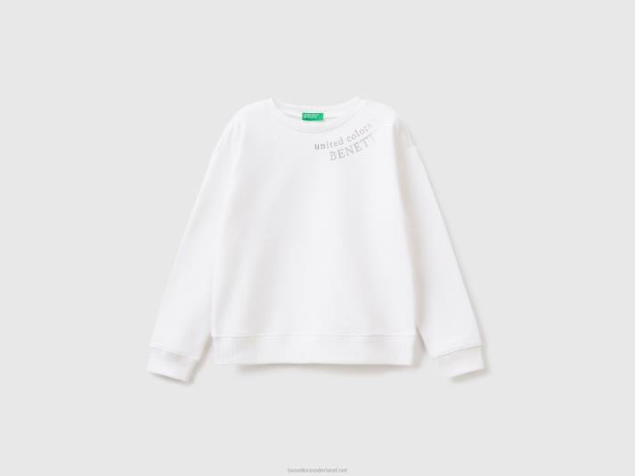 kinderen Benetton Sweatshirt van 100% katoen met logo wit 4R622508