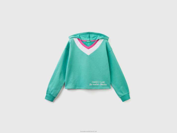 kinderen Benetton cropped hoodie met v-hals groente 4R622532