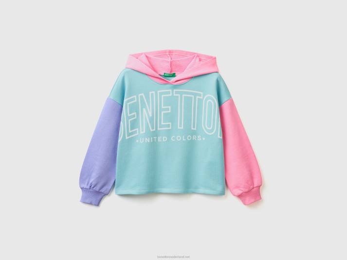 kinderen Benetton cropped sweatshirt met capuchon veelkleurig 4R622507