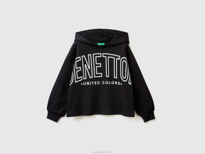 kinderen Benetton cropped sweatshirt met capuchon zwart 4R622530