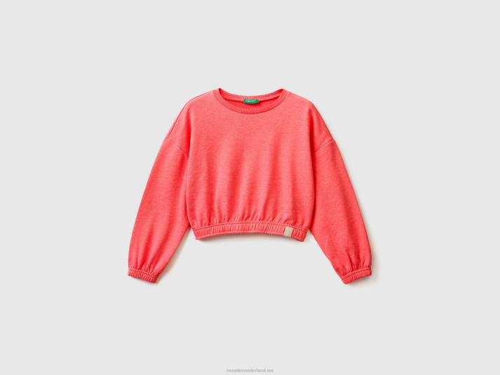 kinderen Benetton cropped sweatshirt van gerecyclede stof neon-oranje 4R622518