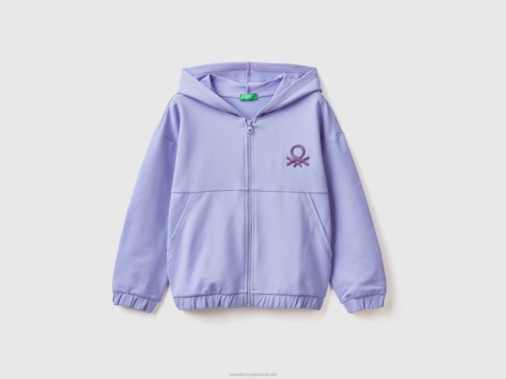 kinderen Benetton hoodie met ritssluiting en geborduurd logo maagdenpalm 4R622510