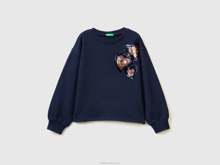 kinderen Benetton sweatshirt met omkeerbare pailletten donkerblauw 4R622536