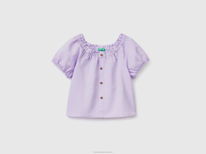 kinderen Benetton blouse met korte mouwen van linnenmix lila 4R625265