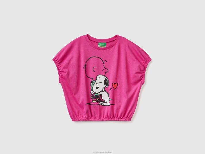 kinderen Benetton boxy fit pinda's t-shirt fuchsia 4R622461