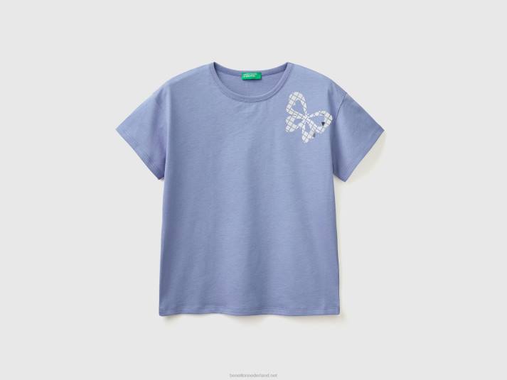 kinderen Benetton boxy fit t-shirt met appliqué luchtmacht blauw 4R622487