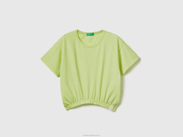 kinderen Benetton boxy fit t-shirt van gerecyclede stof Neon Geel 4R625259