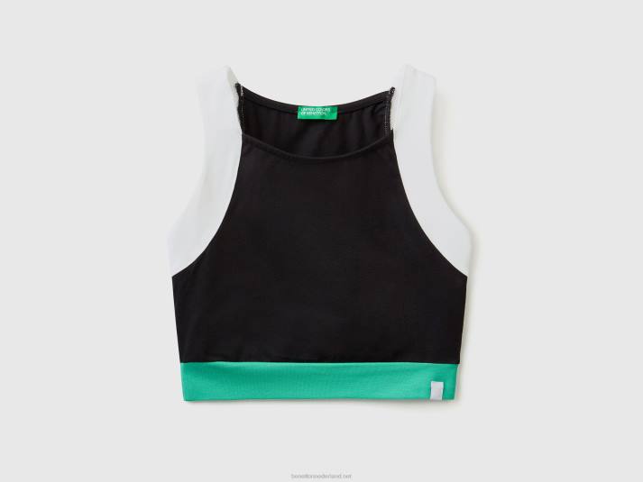 kinderen Benetton topje met colourblocking zwart 4R622486