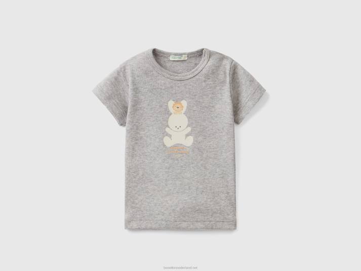 kinderen Benetton T-shirt van 100% biologisch katoen lichtgrijs 4R625785