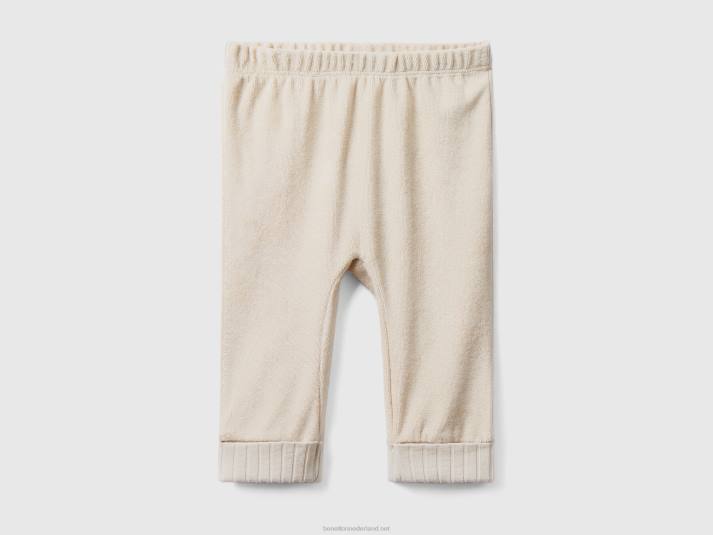 kinderen Benetton badstof broek met elastiek beige 4R623270