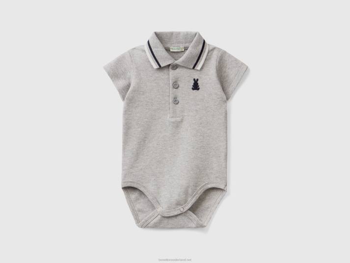 kinderen Benetton body-polo van biologisch katoen lichtgrijs 4R623206