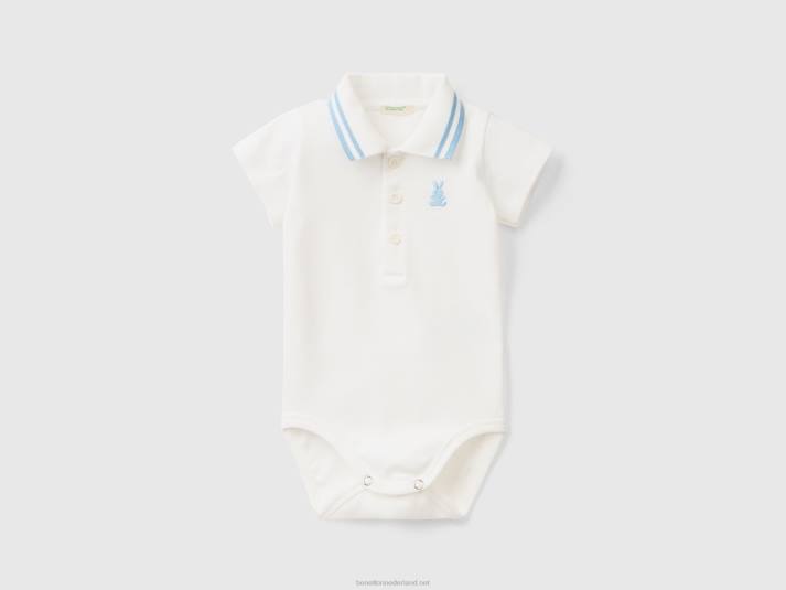 kinderen Benetton body-polo van biologisch katoen romig wit 4R623193