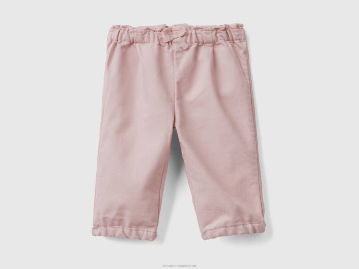 kinderen Benetton broek met gerimpelde taille zacht roze 4R625944