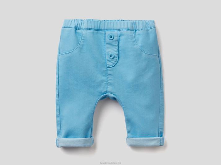 kinderen Benetton broek van stretchkatoenmix lichtblauw 4R625948